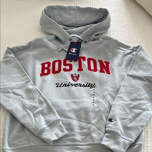 NWT Champion Boston University Light Gray Pullover Hoodie
